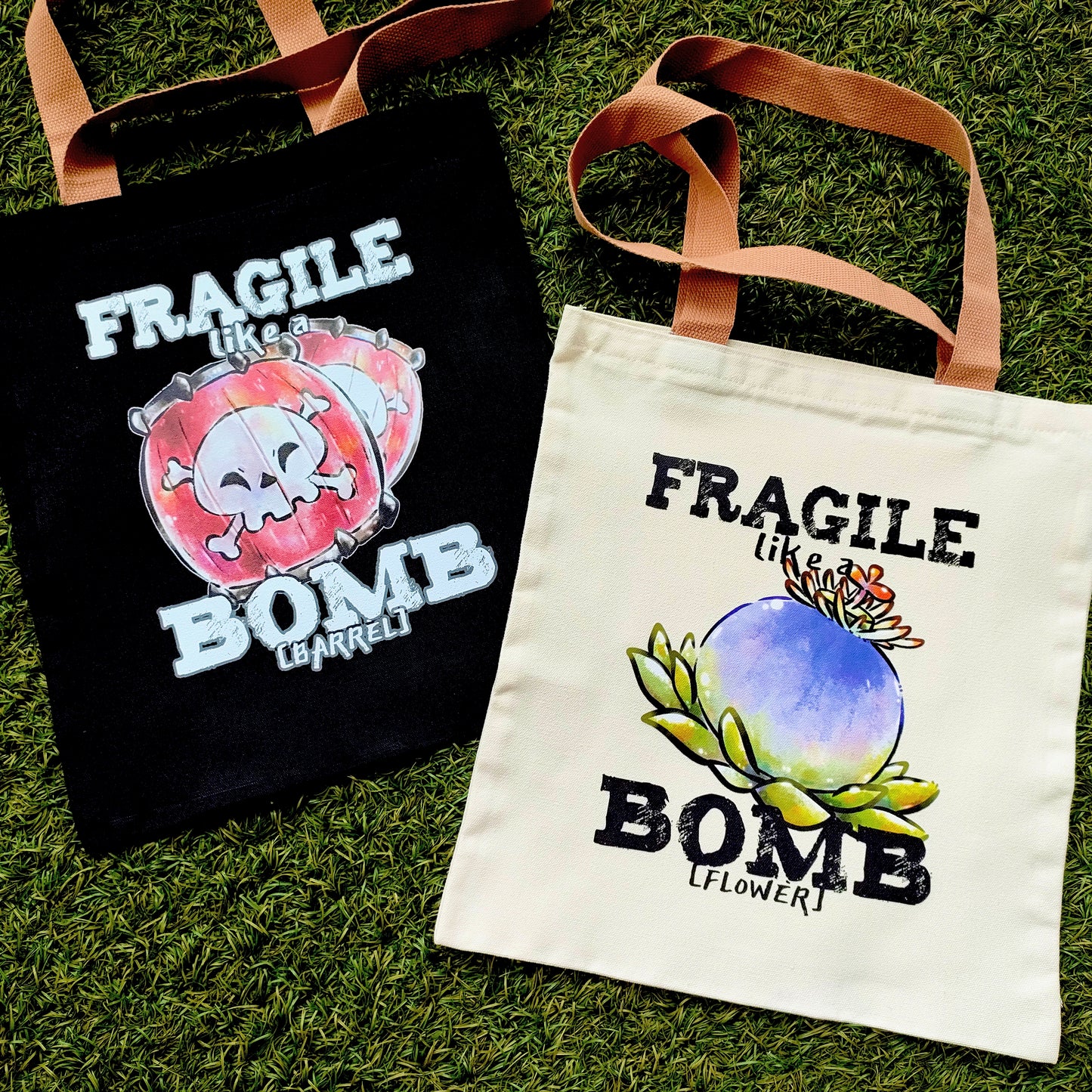 Home-printed Zipper Tote bags: Legend of Zelda - Fragile Like a BØMB Bag
