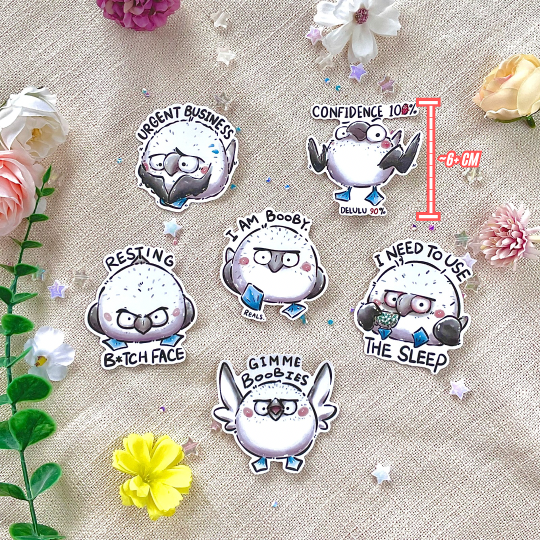 Waterproof, Laminated and Repositionable Big Stickers: Blue-footed Booby Birbs