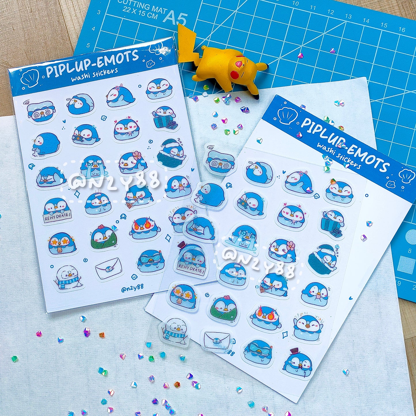 Bujo Washi Sticker Sheets: Pokemon Piplup Emoticons
