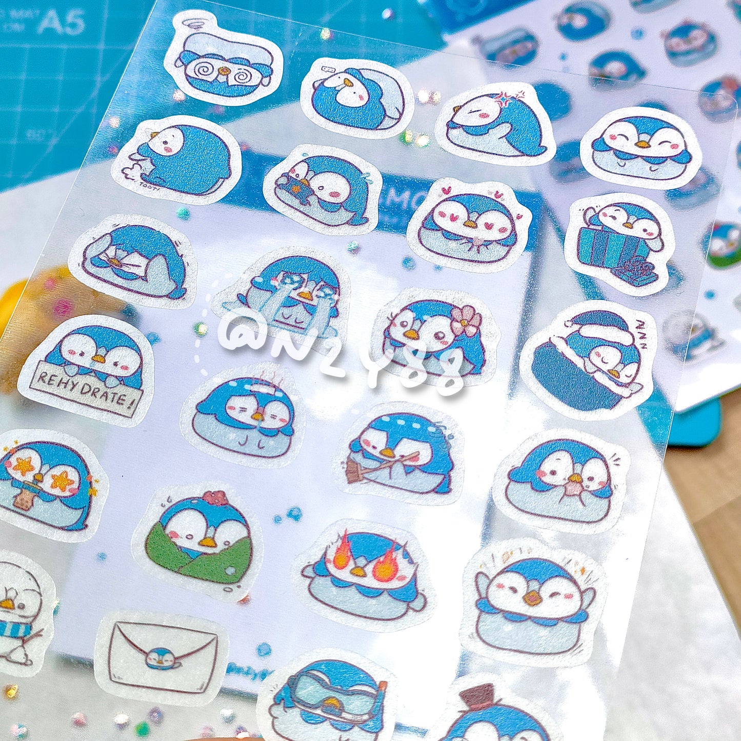 Bujo Washi Sticker Sheets: Pokemon Piplup Emoticons