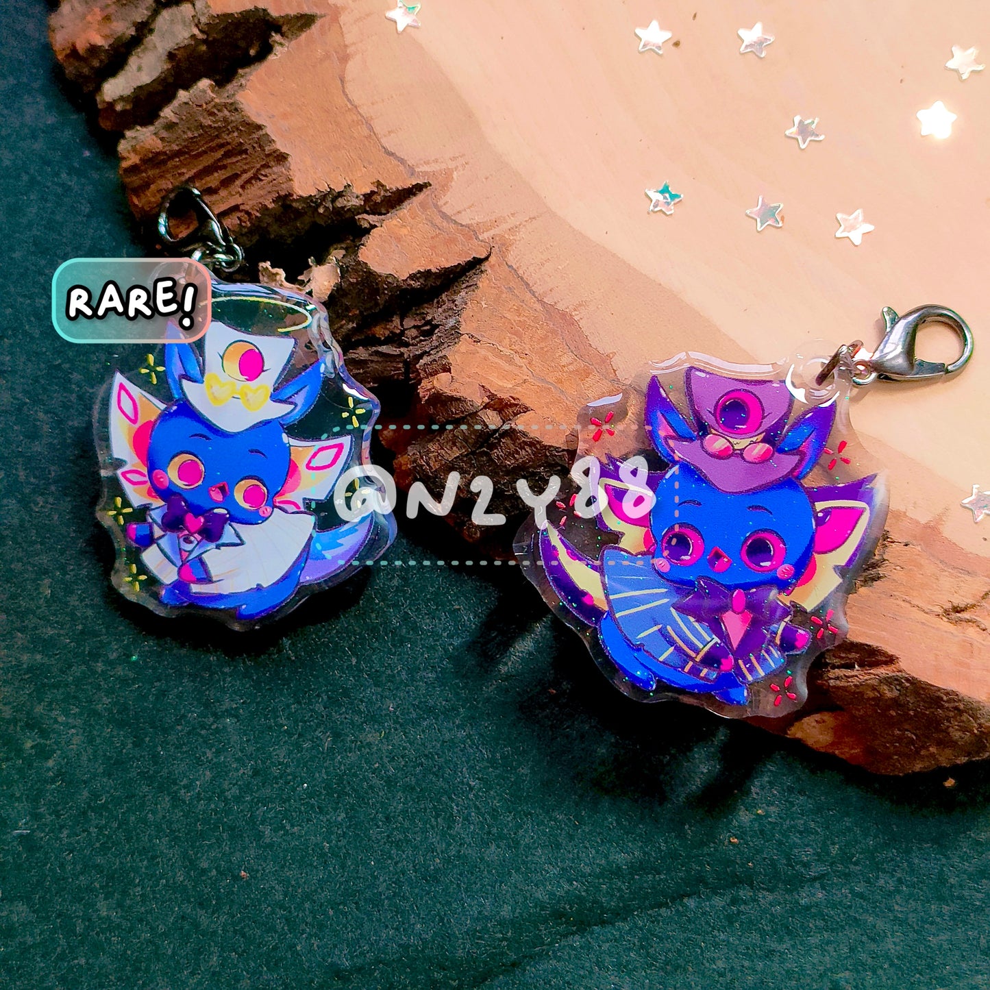 Epoxy-coated Acrylic Charm - Hazbin Bunnies!