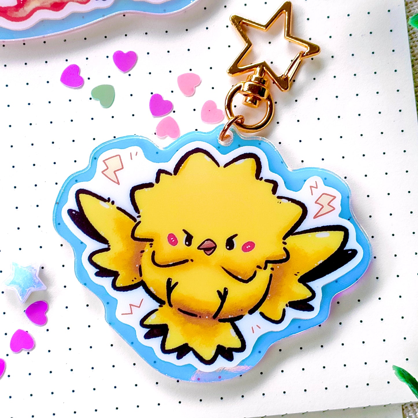 Big Rainbow Acrylic Charm: Legendary Poketama Birds (Articuno, Zapdos, Moltres)