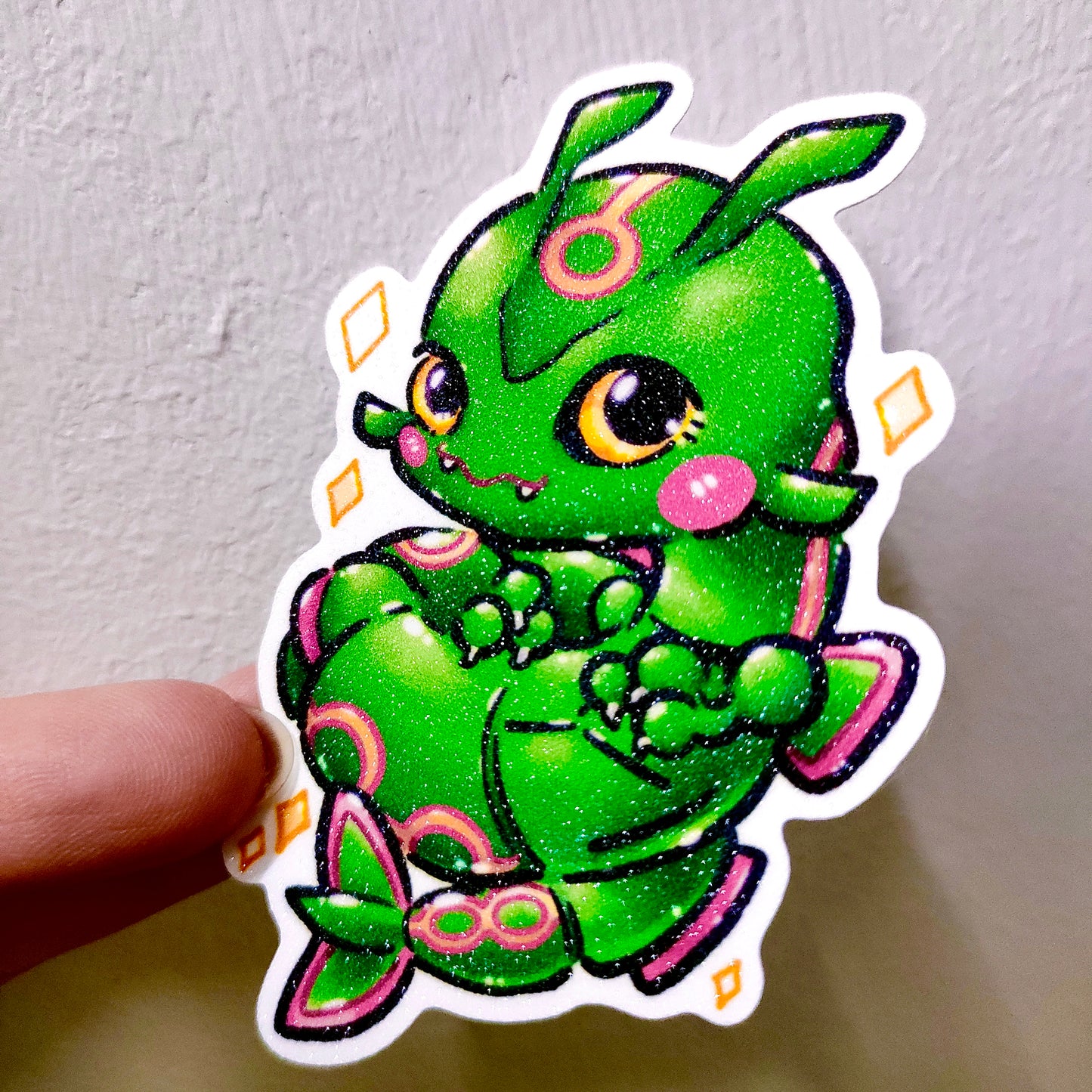 Waterproof, Holographic and Repositionable Big Sticker: Chibi Rayquaza