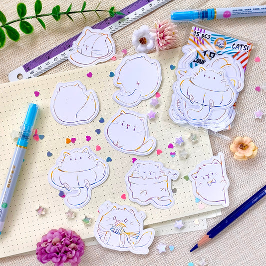 IRONURI: Durable & Very Repositionable Colouring Sticker Pack - Cats!