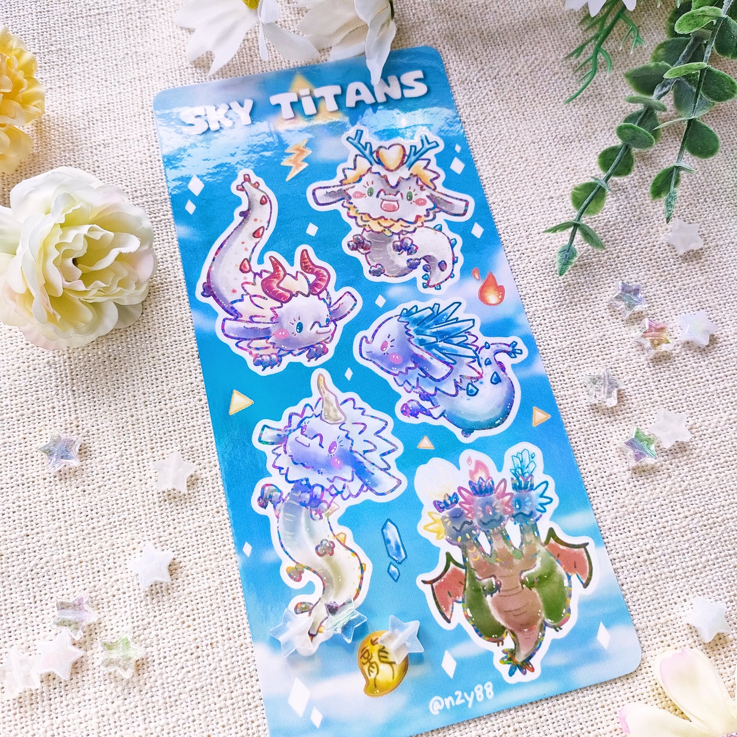 Waterproof, Holographic and Repositionable Sticker Sheet: Zelda series Dragons