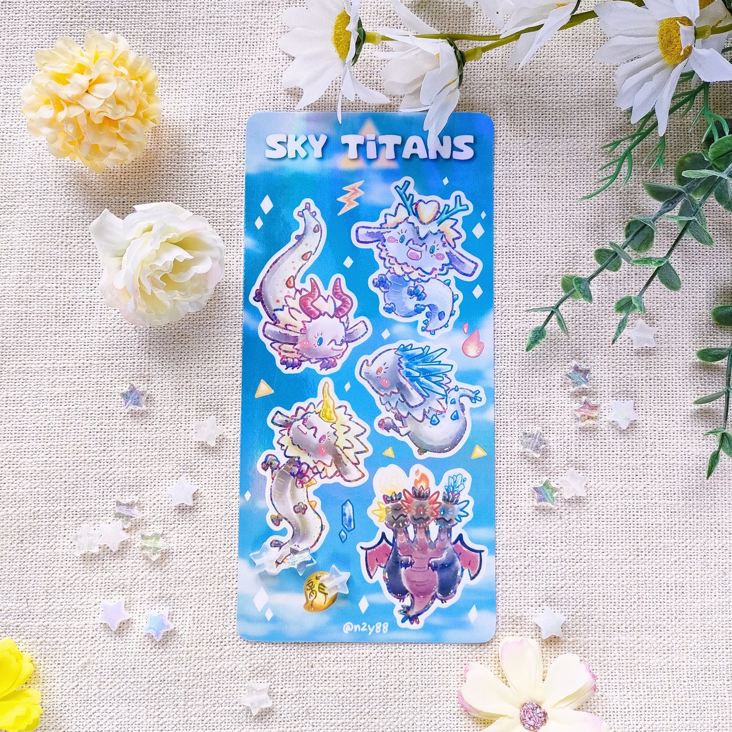 Waterproof, Holographic and Repositionable Sticker Sheet: Zelda series Dragons