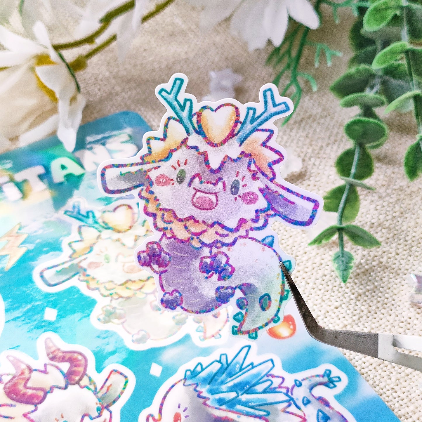 Waterproof, Holographic and Repositionable Sticker Sheet: Zelda series Dragons