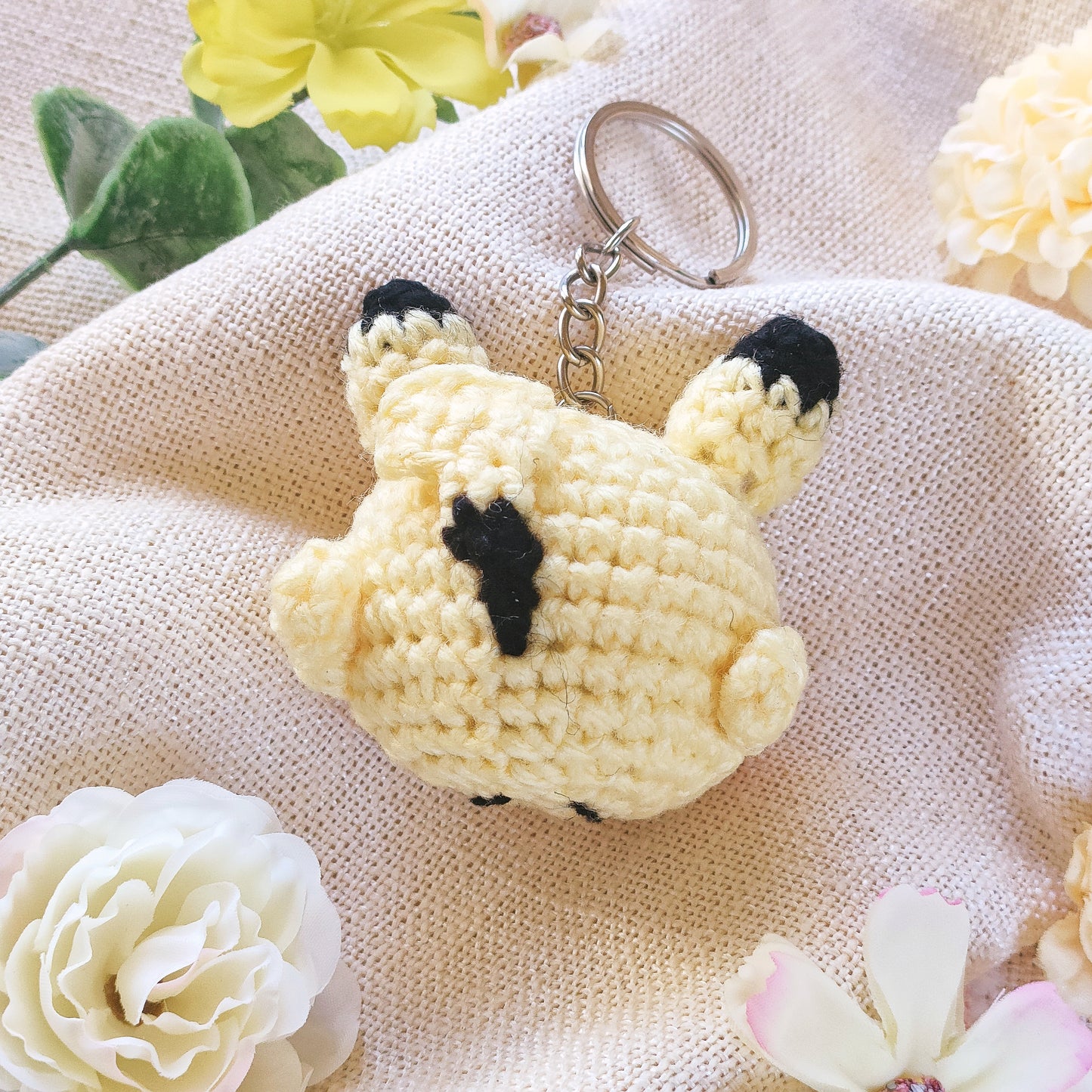 Handmade Crochet Keychain Accessory: Poketama - Pikachu(PikaTama)