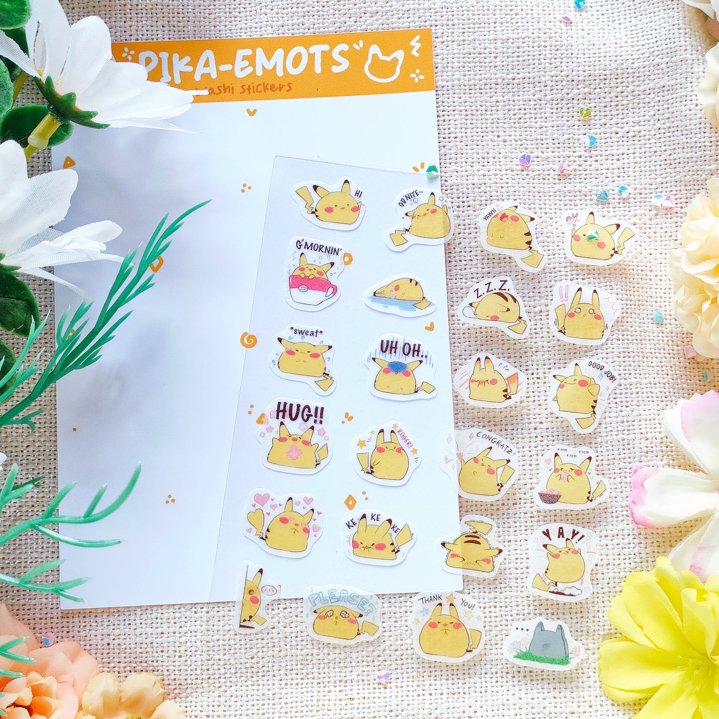 Bujo Washi Sticker Sheets: Pokemon Pikachu Emoticons