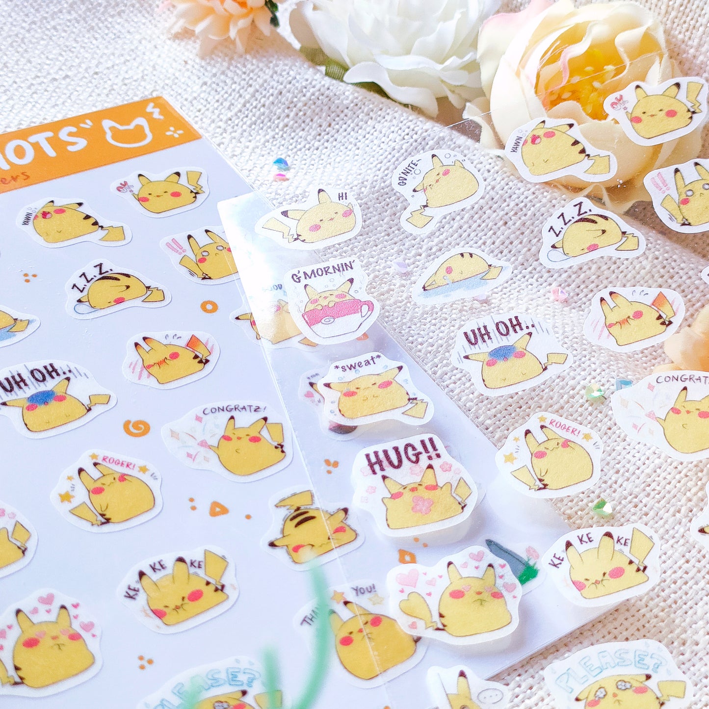 Bujo Washi Sticker Sheets: Pokemon Pikachu Emoticons