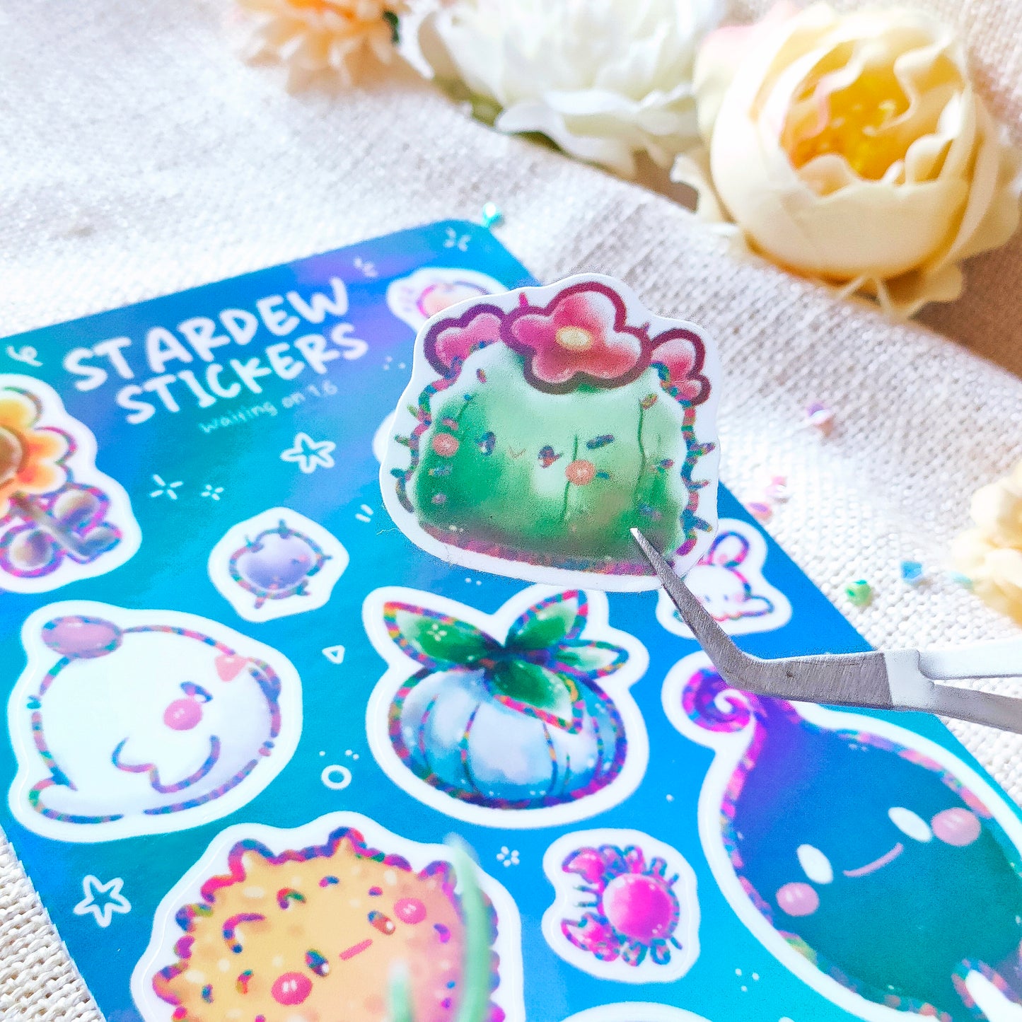 Waterproof, Holographic and Repositionable Sticker Sheet: Stardew Valley