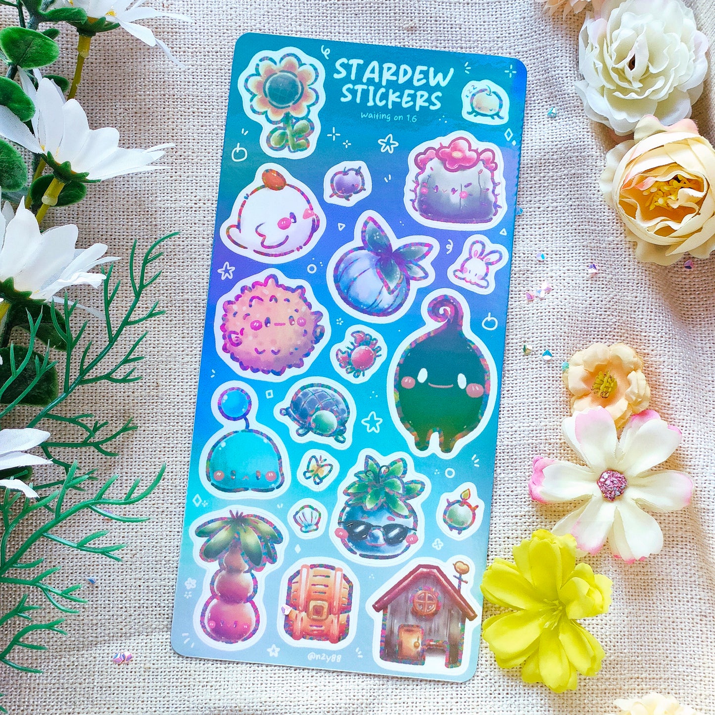 Waterproof, Holographic and Repositionable Sticker Sheet: Stardew Valley