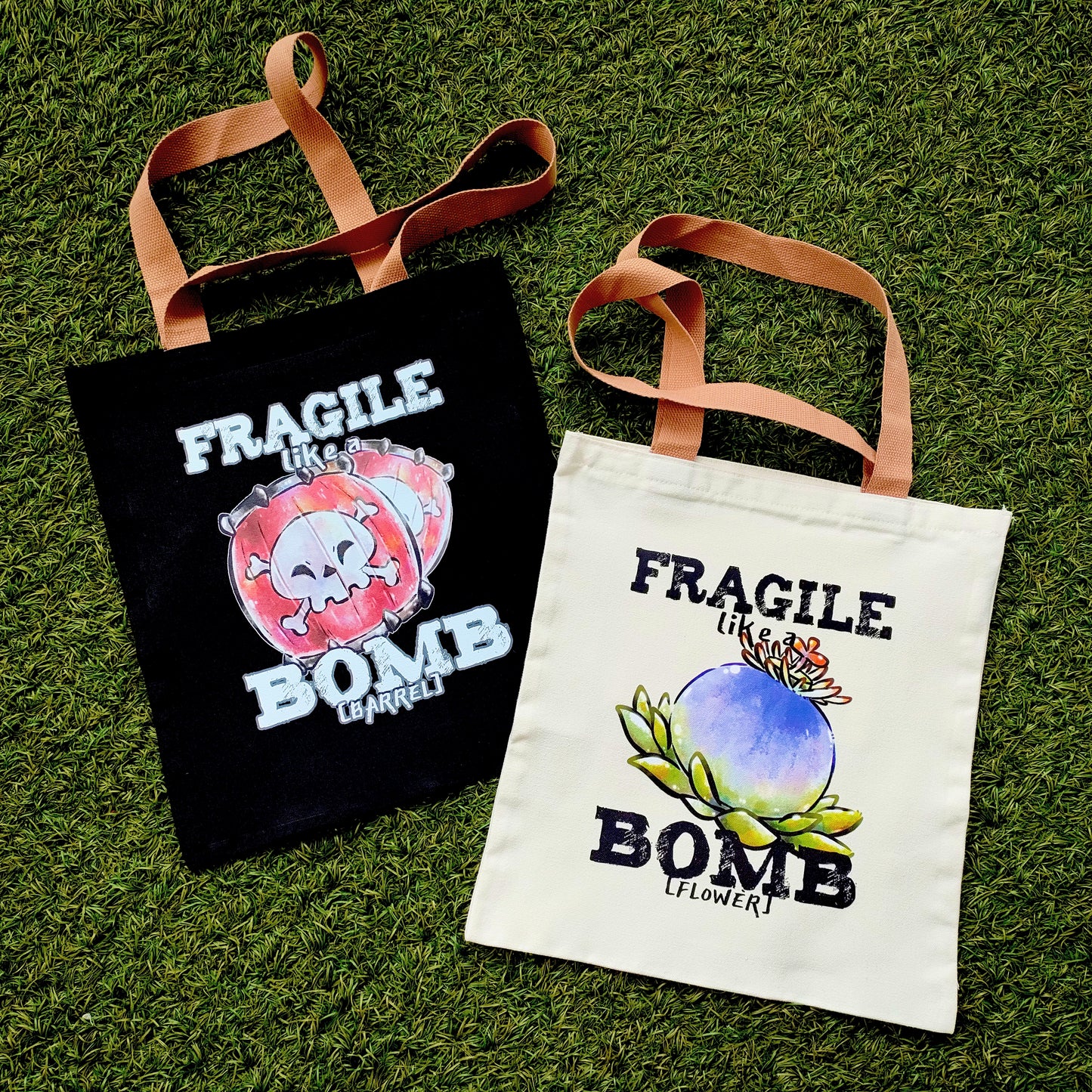 Home-printed Zipper Tote bags: Legend of Zelda - Fragile Like a BØMB Bag