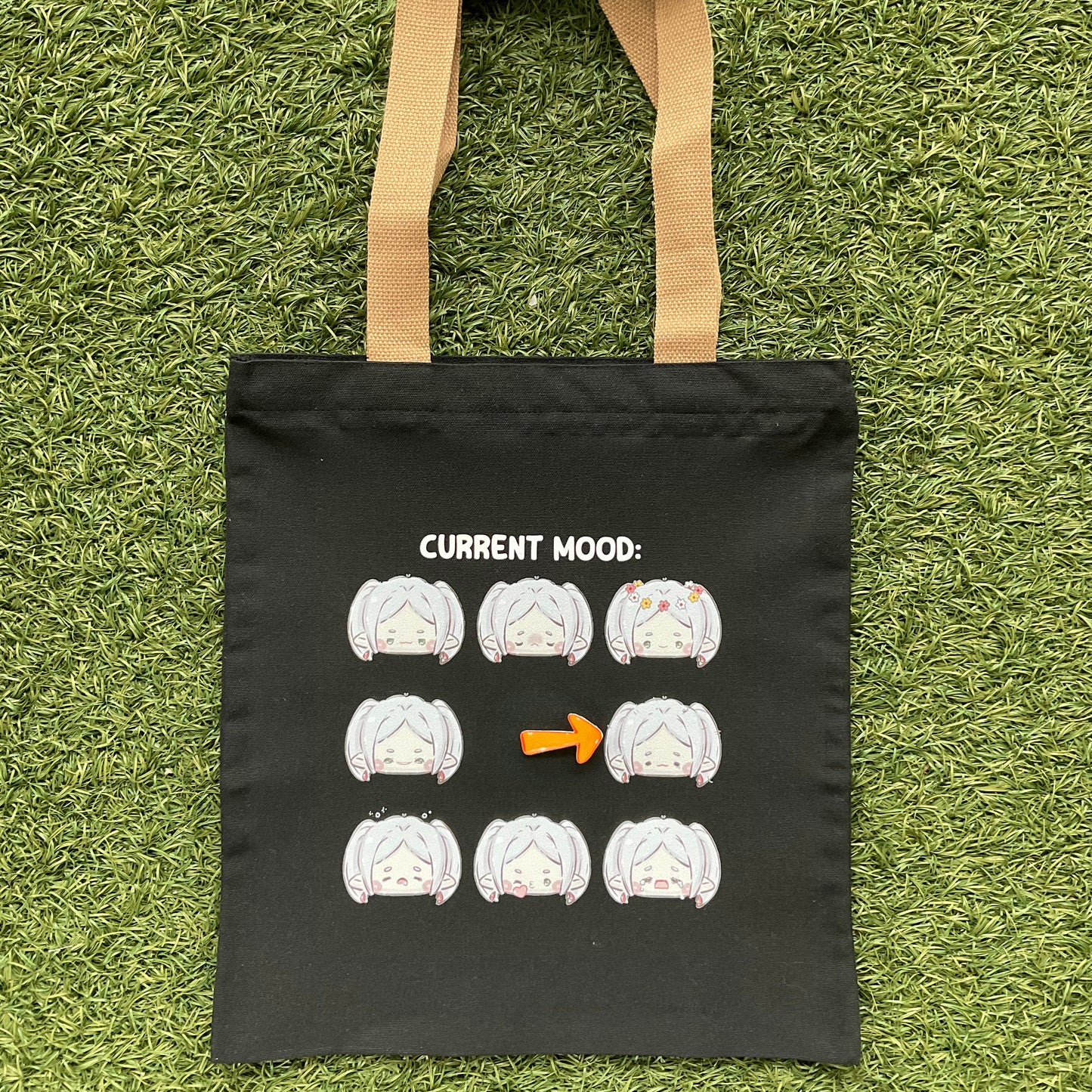 Made-to-Order Home-printed Zipper Tote bags: Frieren & Friends Mood Bag