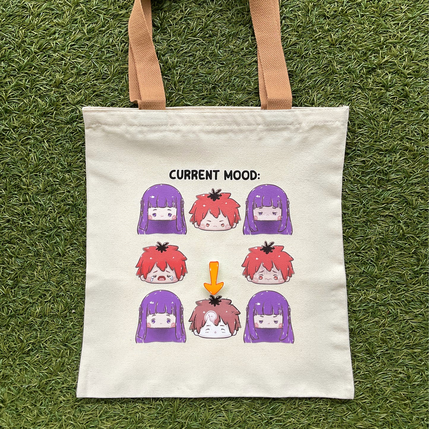 Made-to-Order Home-printed Zipper Tote bags: Frieren & Friends Mood Bag