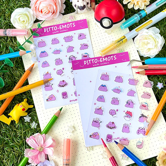 Bujo Washi Sticker Sheets: Pokemon Ditto Emoticons