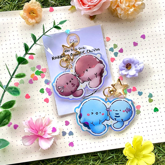 Rainbow Acrylic Charm: Kawaii Poketama Quagsire & Clodsire + Woopers