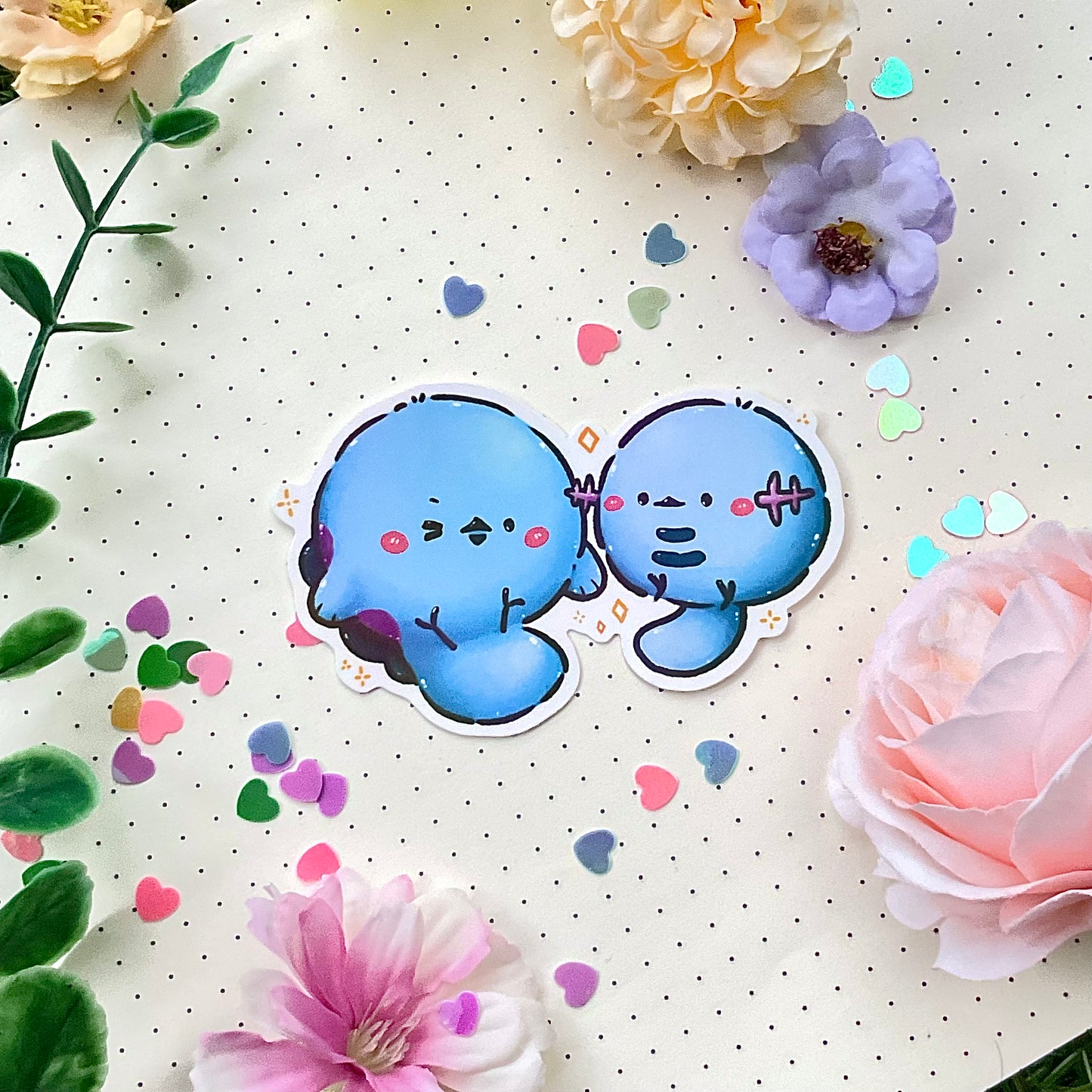 Waterproof, Holographic and Repositionable Big Sticker: Poketama Quagsire & Wooper