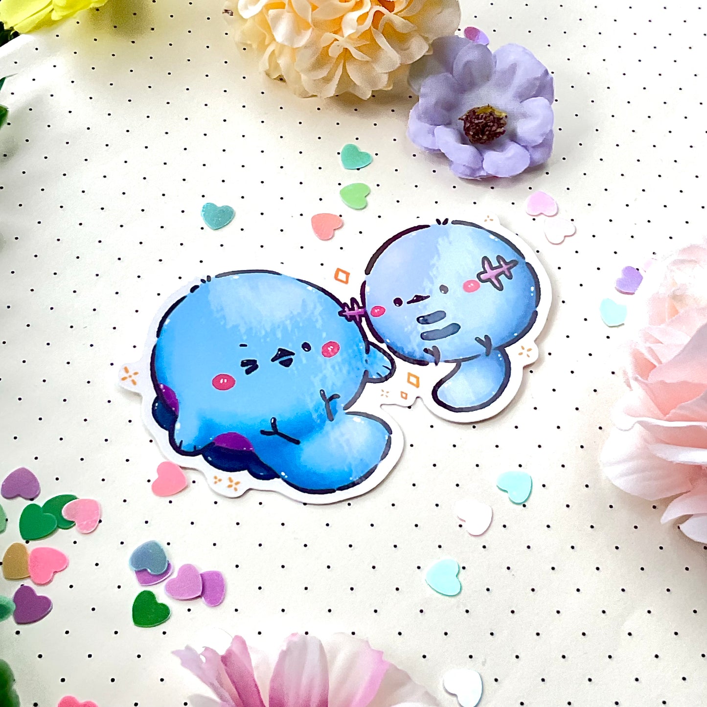 Waterproof, Holographic and Repositionable Big Sticker: Poketama Quagsire & Wooper