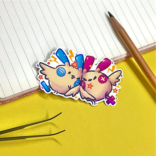 Waterproof, Holographic and Repositionable Big Sticker: Poketama Plusle & Minun