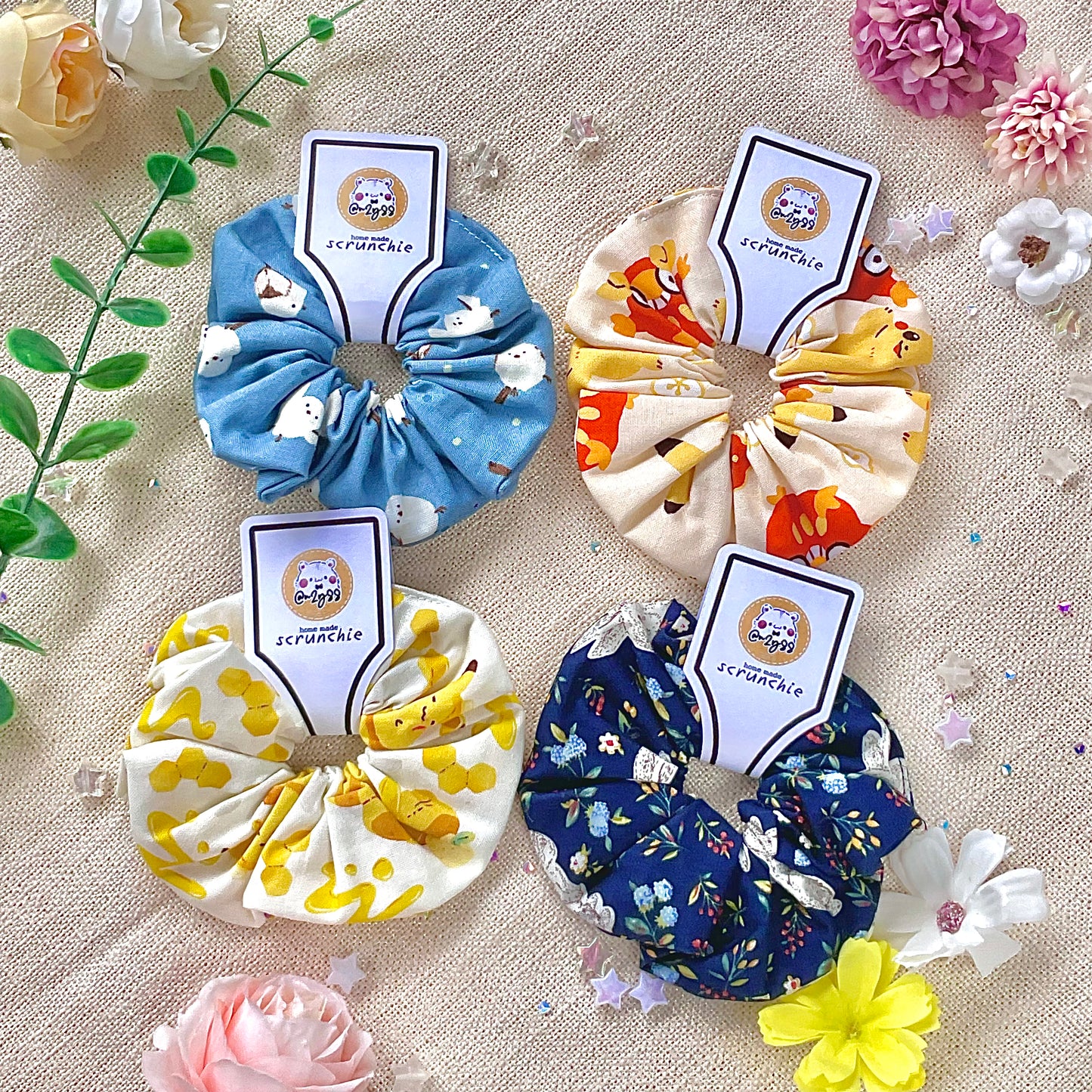 Home-Sewn Scrunchies: Floral Bunnies