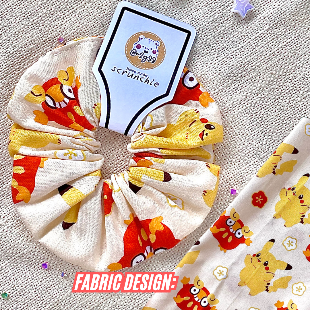 Home-Sewn Scrunchies: Pikachu and Darumaka
