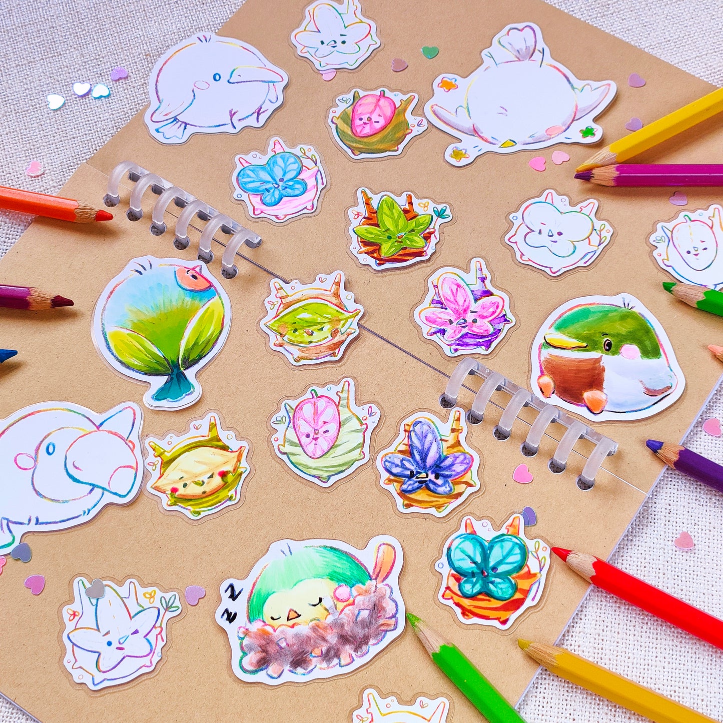 IRONURI: Durable & Repositionable Colouring Sticker Pack - Legend of Zelda Koroks (12 pc)