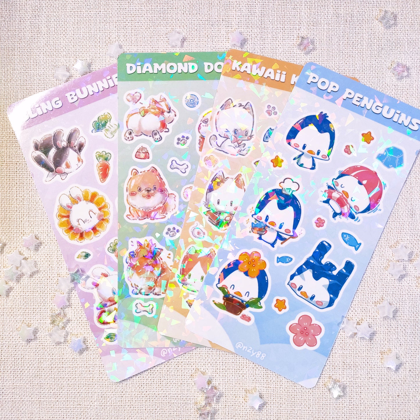 Waterproof, Holographic and Repositionable Sticker Sheets: Cute Animals