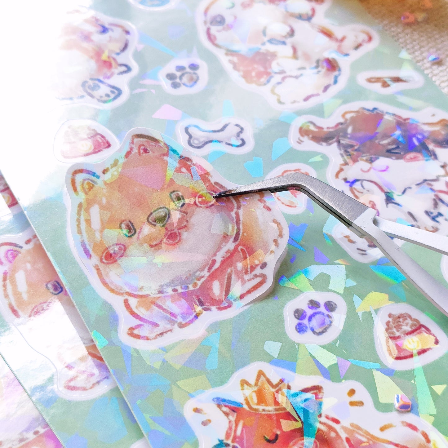 Waterproof, Holographic and Repositionable Sticker Sheets: Cute Animals