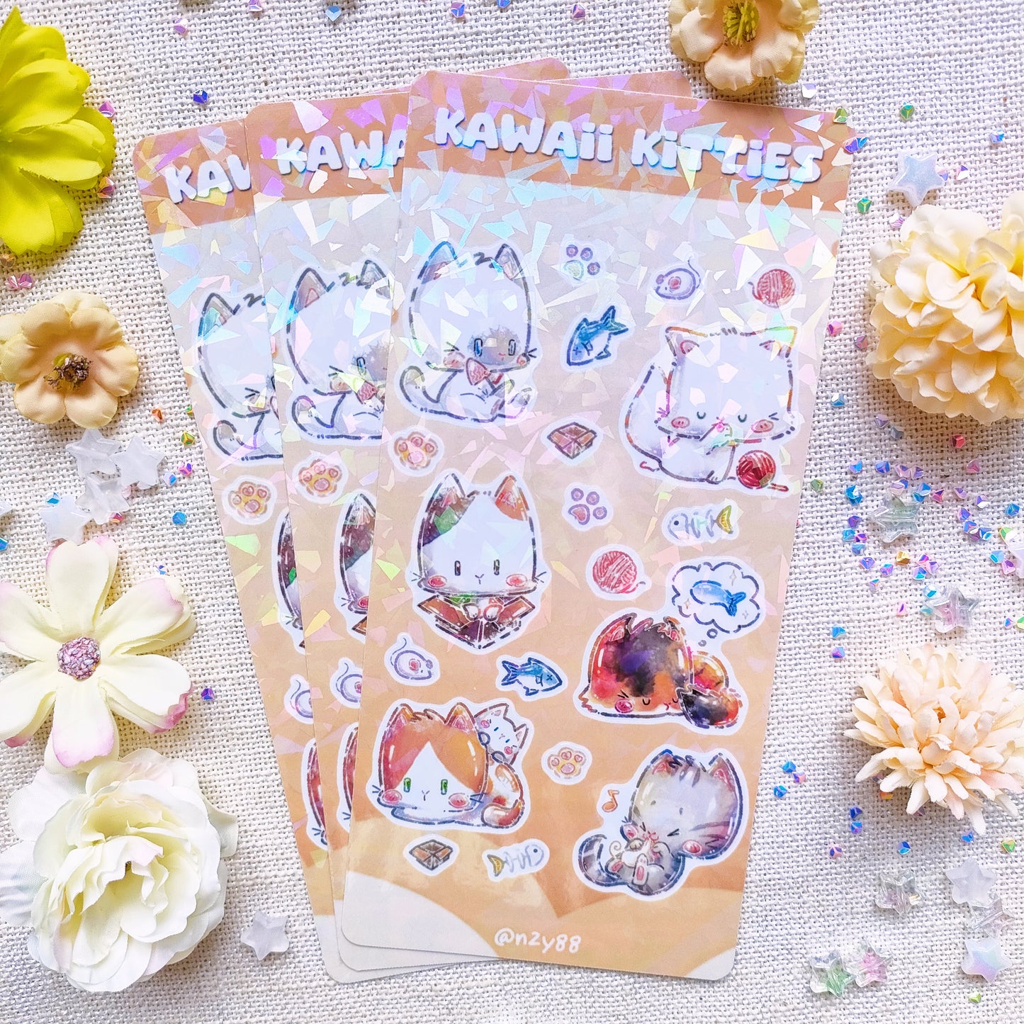 Waterproof, Holographic and Repositionable Sticker Sheets: Cute Animals