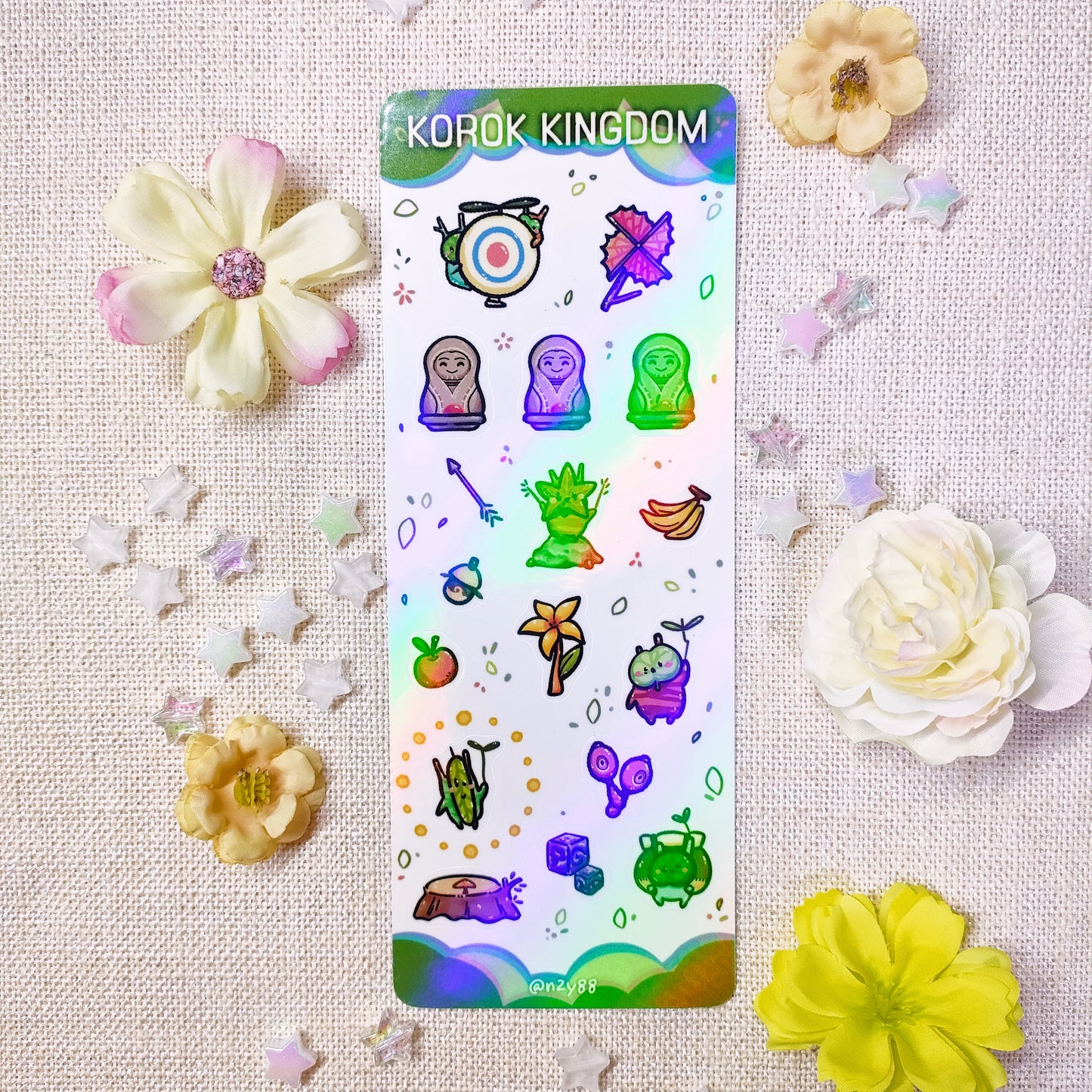 Waterproof, Holographic and Repositionable Sticker Sheets: Zelda series Koroks