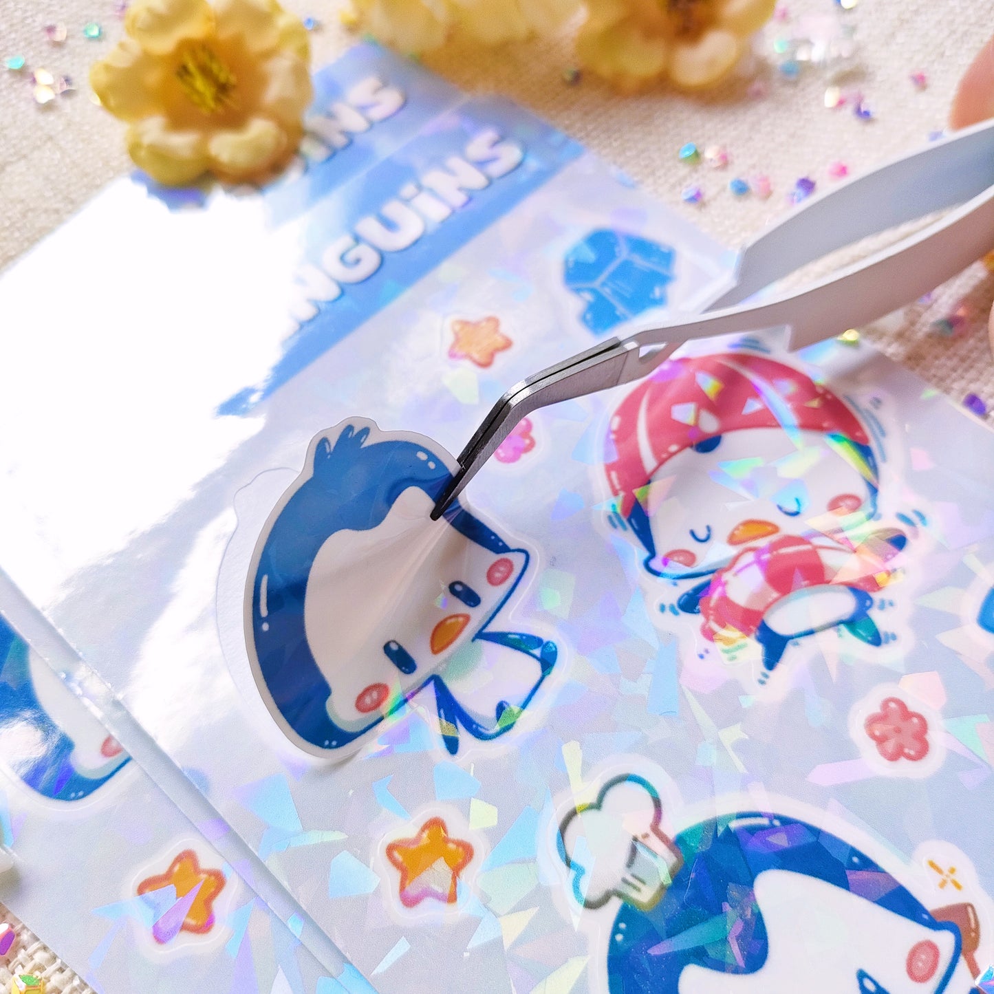 Waterproof, Holographic and Repositionable Sticker Sheets: Cute Animals