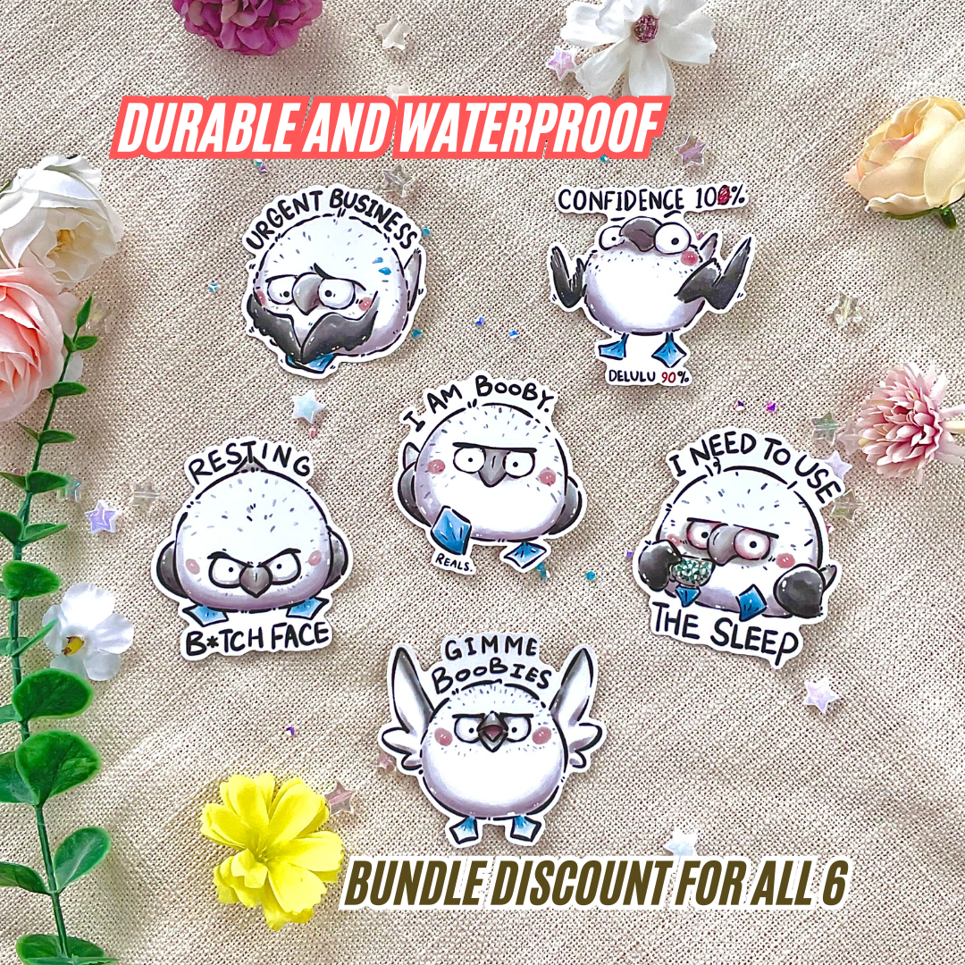 Waterproof, Laminated and Repositionable Big Stickers: Blue-footed Booby Birbs