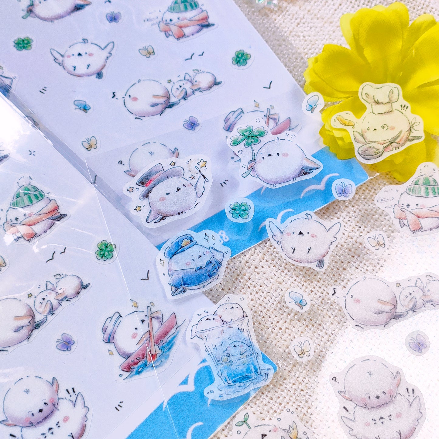 Bujo Washi Sticker Sheets: Snow Bird Shimaenaga