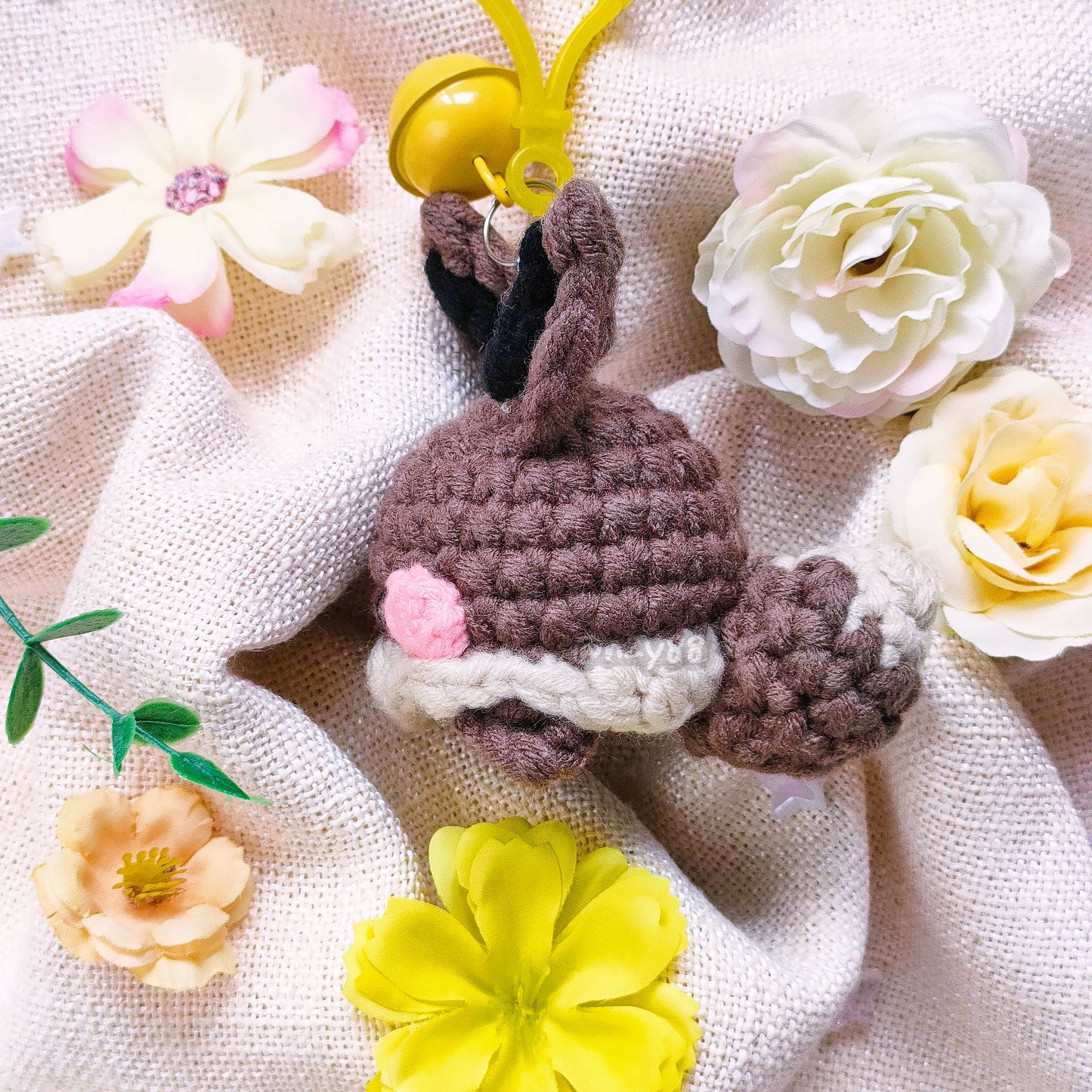 Handmade Crochet Keychain Accessory: Poketama - Eevee(EeveeTama)