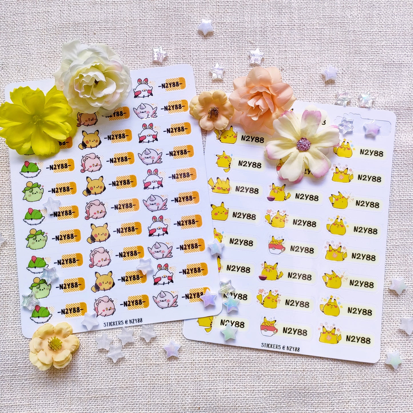 Customisable: Waterproof, Durable and Repositionable: Poketama Name Stickers