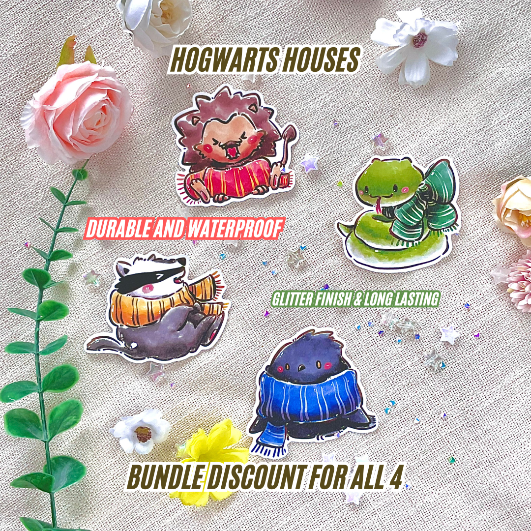Waterproof, Glittery and Repositionable Big Stickers: Hogwarts House(s)