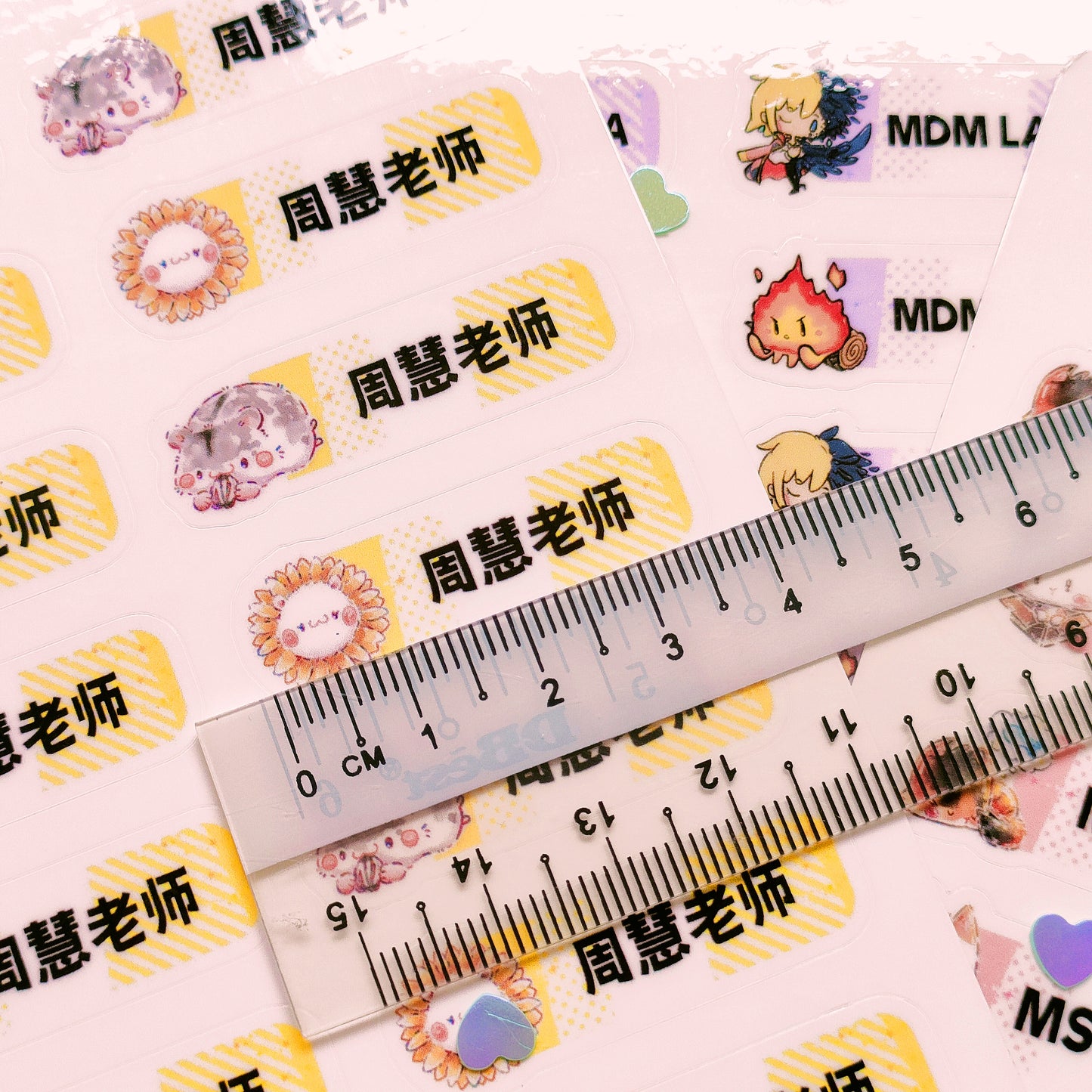 Customisable: Waterproof, Durable and Repositionable Name Stickers with Various Designs