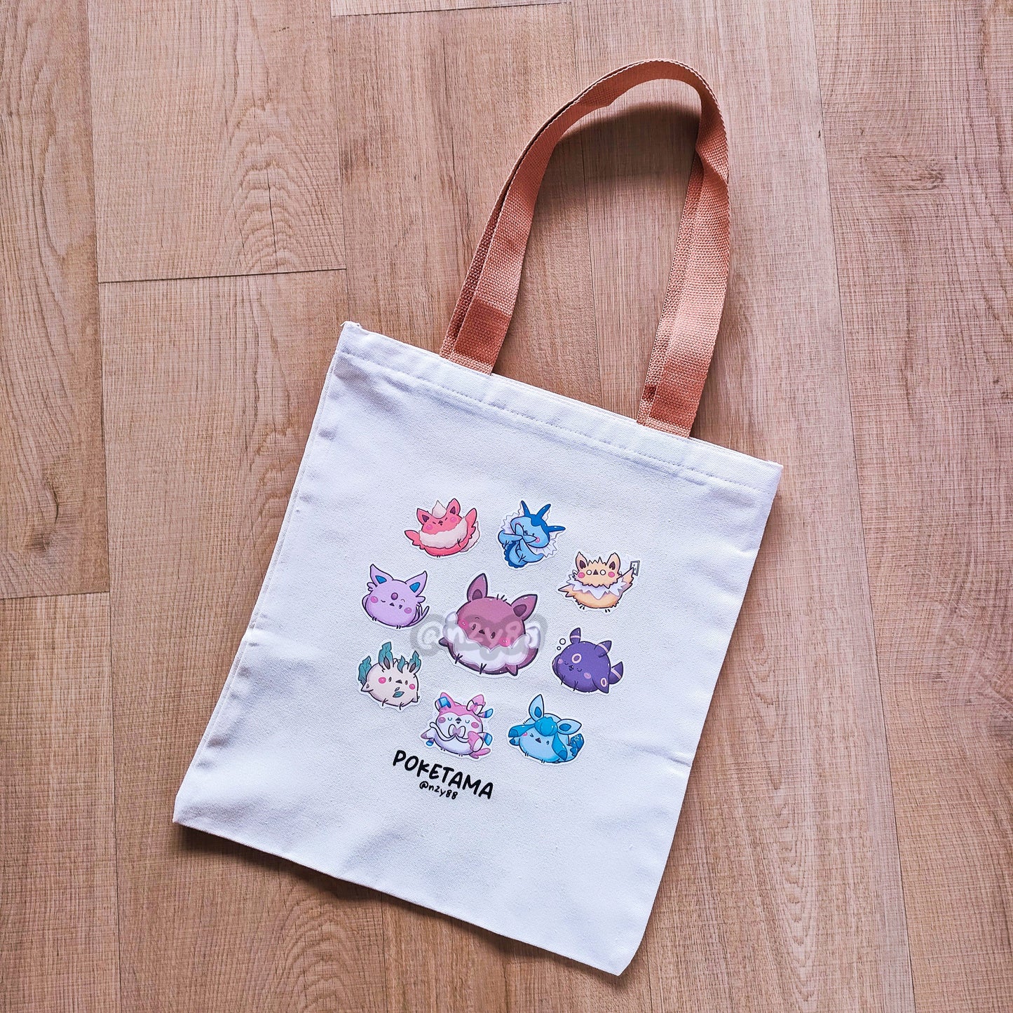 =UPDATED= Home-printed Zipper Tote bags: Poketama Eeveelutions