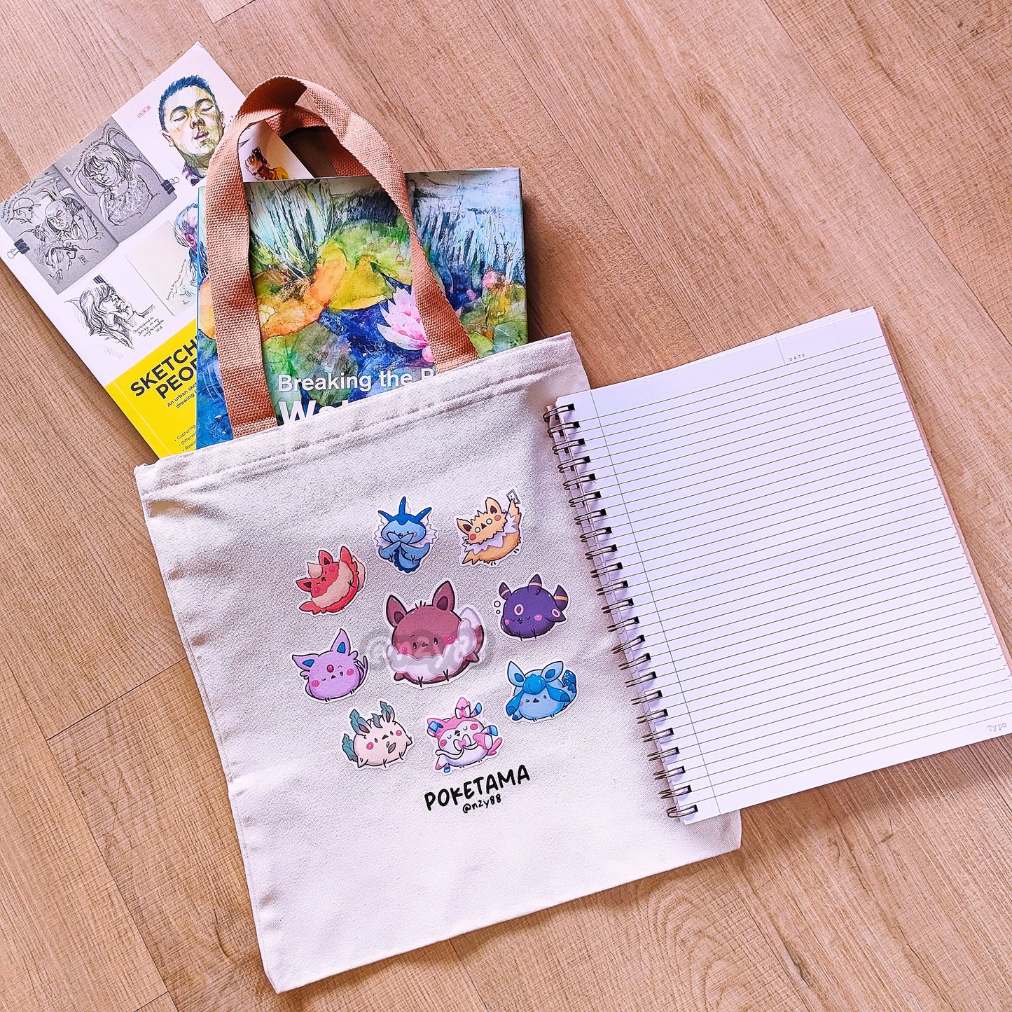 =UPDATED= Home-printed Zipper Tote bags: Poketama Eeveelutions