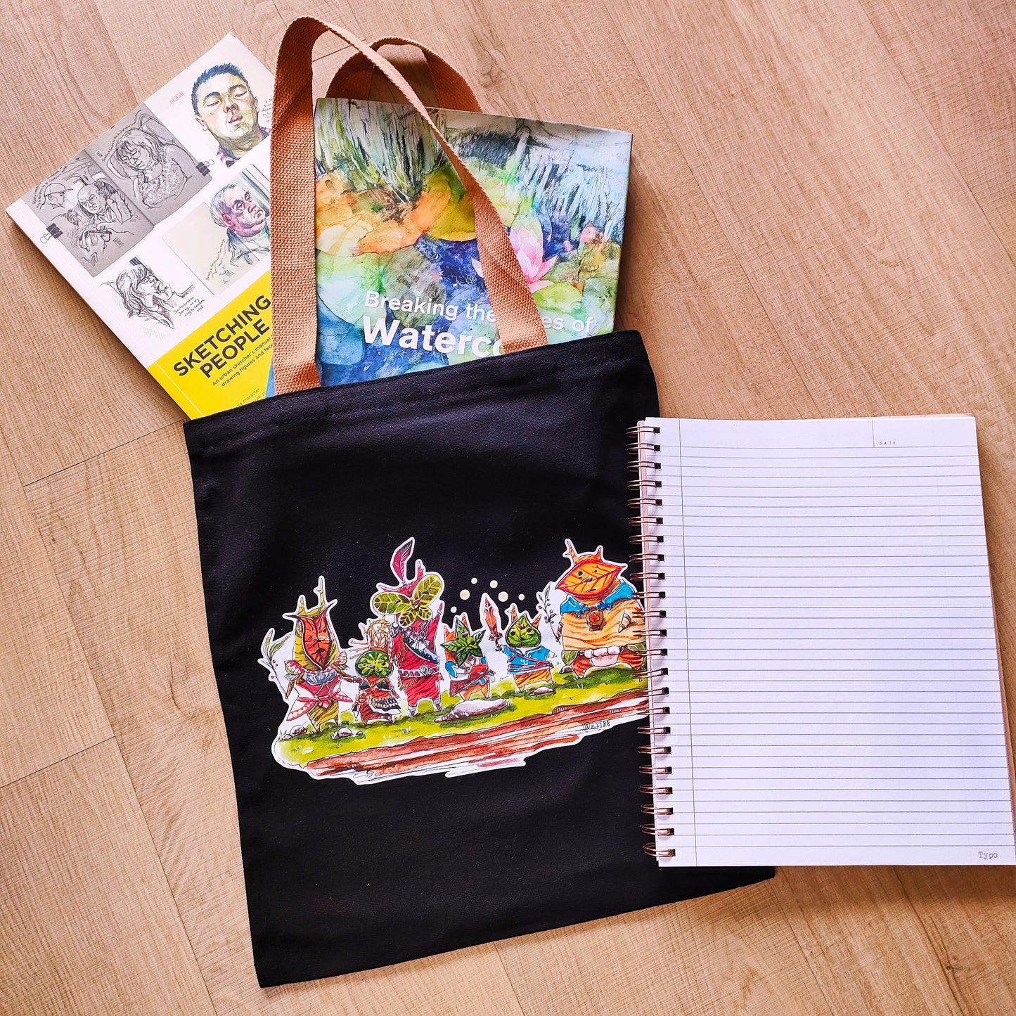 =UPDATED= Home-printed Zipper Tote bags: Linktober Challenge Illustrations