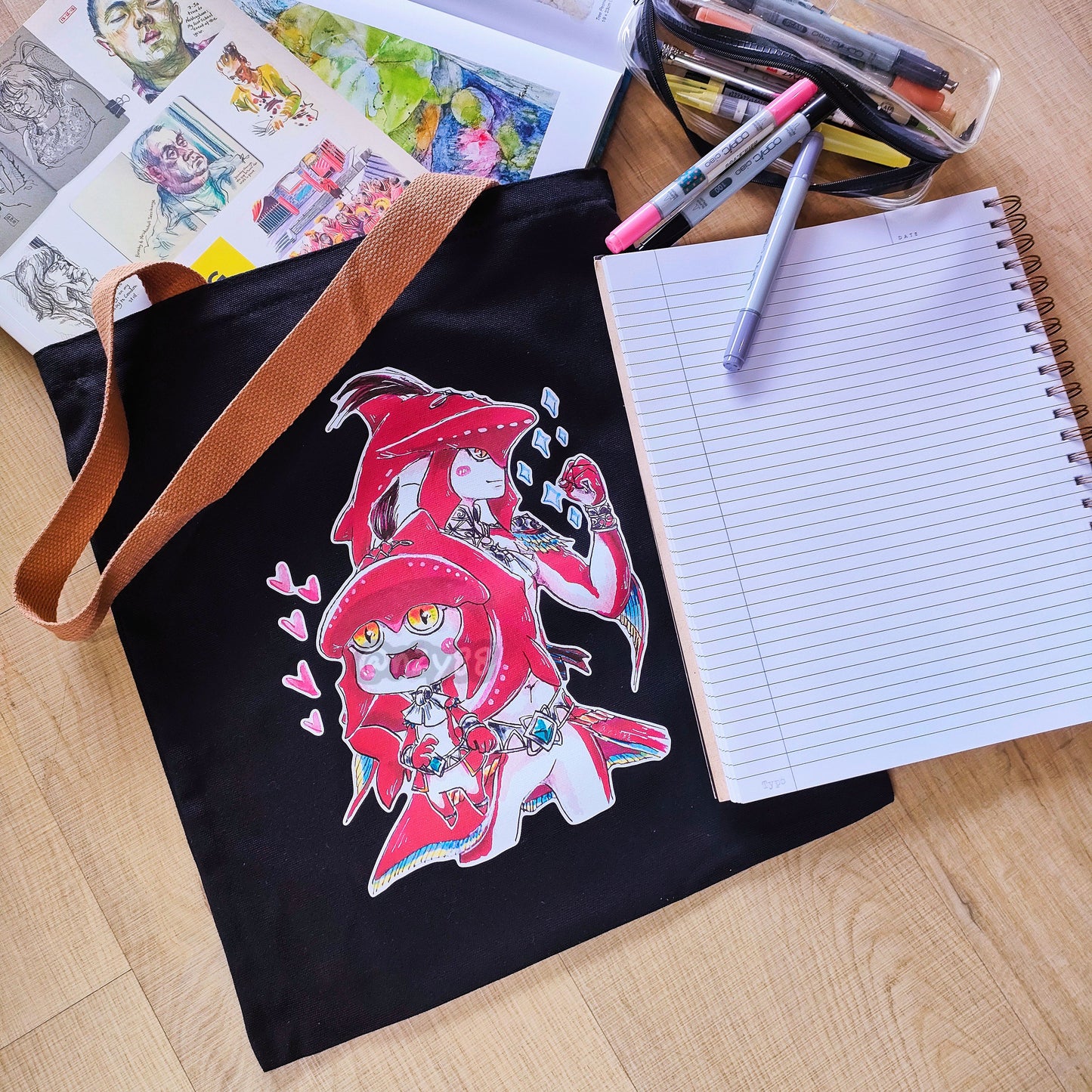 =UPDATED= Home-printed Zipper Tote bags: Legend of Zelda Linktober Challenge Illustrations