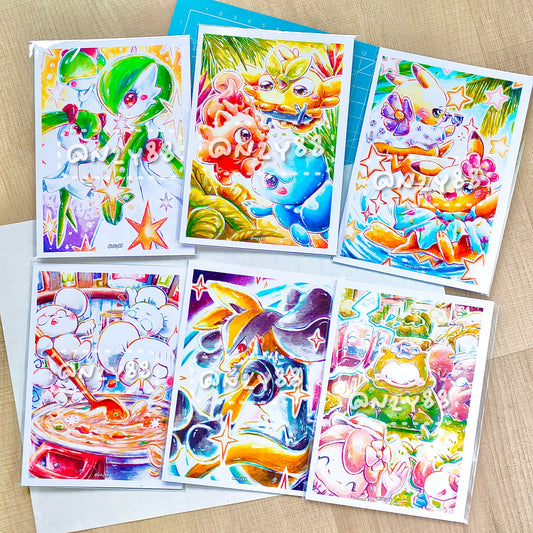 *Updated* A6/A5 Photo Prints: Pokémon Watercolor/Acrylic Paintings