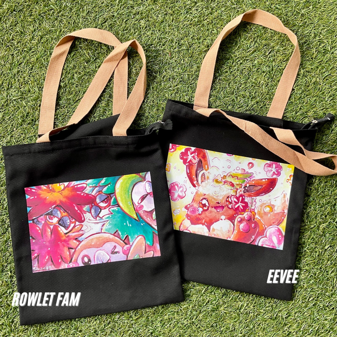 Home-printed Zipper Tote bags: Pokemon x DoodleWash Challenge Illustrations