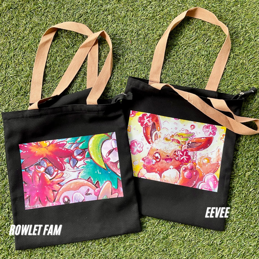 Home-printed Zipper Tote bags: Pokemon x DoodleWash Challenge Illustrations
