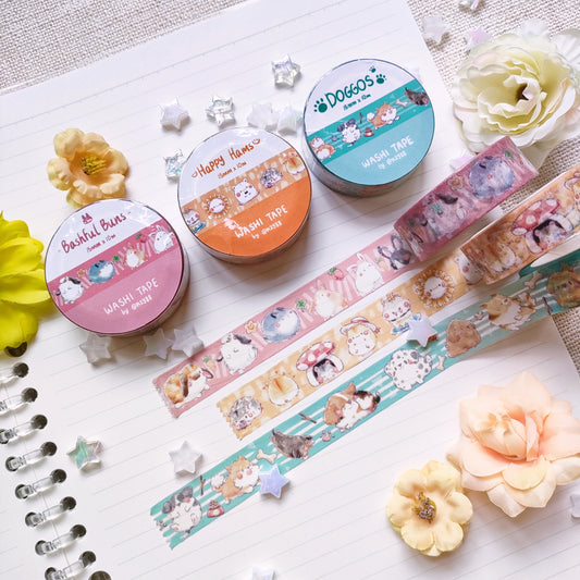 Washi Tape (15mm x 10m): Rainbow Line Series (Pets)