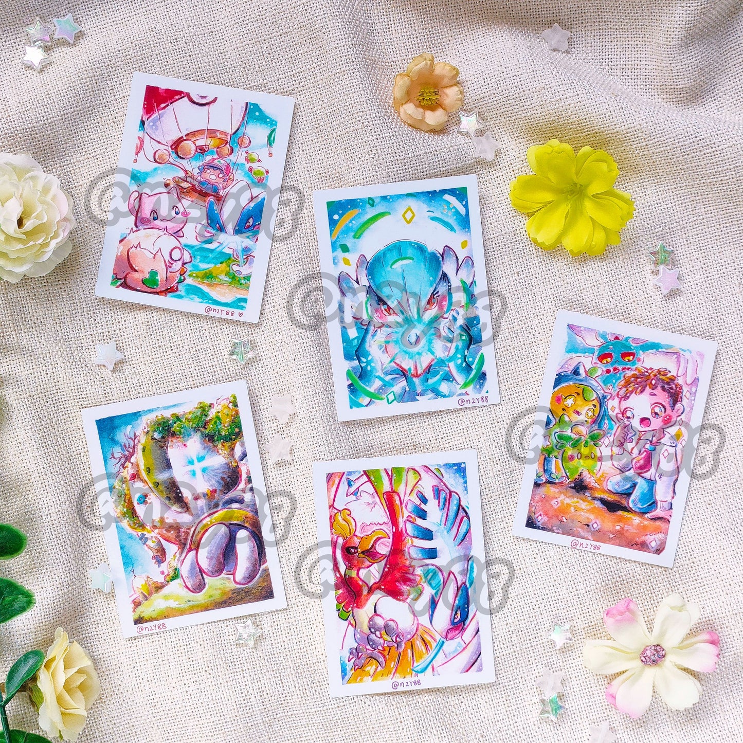 Card Sized Photo Prints: World Watercolor Month x Pkmn (10 designs)